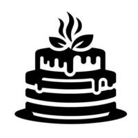 Black and white twotiered cake with leaf accents and dripped icing, stylized on white backdrop. vector