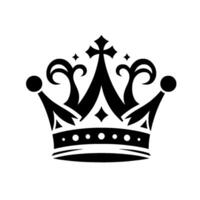 Striking black and white crown illustration featuring stylized elements such as diamonds, dots, and a cross symbol, isolated against a white background. vector