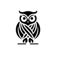 Striking Black and White Owl Illustration with Geometric , Symmetric, Minimalist, Isolated, on White Background. vector