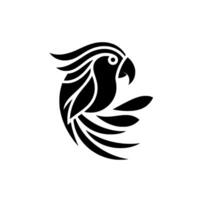 Minimalist Black Parrot on White Background, Art, Simple , Symbolic Representation. vector