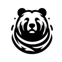 Stylized Black and White Panda Bear Head , Circular Composition with Detailed Fur and Simplified Features, Minimalist . vector