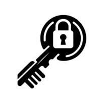 Abstract Black and White Illustration of a Key and Padlock, Emphasizing Security and Access. vector