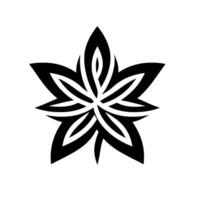 Intricate, symmetrical fivepointed star with layered black segments and white negative space, evoking elegance and modern minimalism. vector