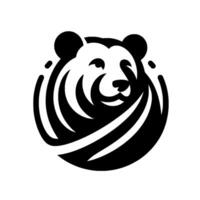 Bold Black and White of a Bears Head with Striking Circular Stylization, Emphasizing Strength and Wildlife. vector