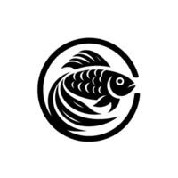 Bold Black Fish Within a Circular Frame, Minimalist , Isolated on White, Simple and Clean Element. vector