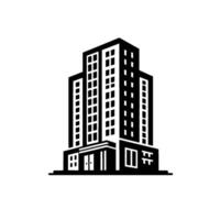 Isometric Black White Skyscraper Illustration with Windows, Shadow, and Simple Architectural , Clean Aesthetic. vector