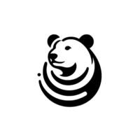 Minimalist Black and White Bear with Circular Swirls, Suitable for Branding and Modern Applications. vector
