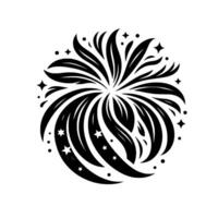 black firework with star bursts and decorative burst on white background, simple and elegant . vector
