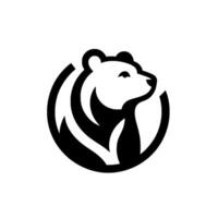 Minimalist Bear Head in Profile within a Circular Frame, Black White , Simple and Elegant. vector