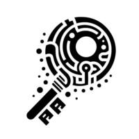 Geometric Key with a Circular Labyrinth and Symbolic Elements, Floating Dots vector
