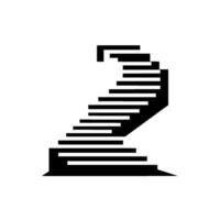 Abstract black and white illustration of a stylized, curved staircase with a minimalist , evoking movement and depth against a clean, white background. vector
