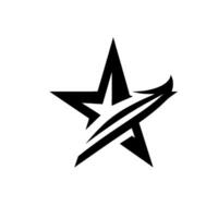 Bold Black Star with Arrow Embellishment, Modern on Clean White Background. vector