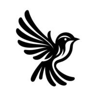 Stylized Black and White Bird Depicting Flight, Wings Outstretched, Elegant and Simple vector