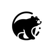 Minimalist Black Bear with Stylized Circle Dots, on White Background, Modern . vector