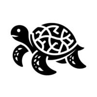 Stylized Black and White Turtle Silhouette with Intricate Shell Pattern on White Background, Modern . vector
