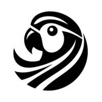 Black and White Minimalist Illustration of a Parrot Head, Circular Composition, Bold Lines, Symmetric, Digital Art vector