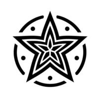 Bold Black and White Geometric Star , Nested Layers, Circular Frame, Dot Accents, Symbolic and Striking Visual. vector