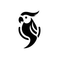 Minimalist Black and White Parrot Silhouette, with simplified geometric shapes and a focus on the birds profile. vector