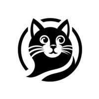 Black and White Cat , Smiling Face, In a Circle, Clean , Simple, Playful, Modern vector