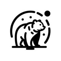 Stylized Black and White Bear Illustration A Minimalist Featuring a Smiling Bear Amidst a Circular Abstract Composition with Sun and Dots vector
