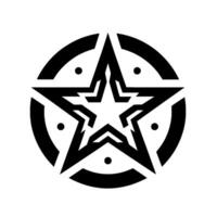 Bold Black and White Geometric Star Emblem within a Circle, Symbolic, Modern, , Decorative. vector