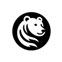 Simplified Black and White Bear Head in a Circular Frame, Modern and Minimalistic with a Smiling Expression. vector