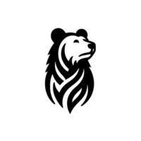 Silhouette of a Grizzly Bear Head with a Bold and Intricate Featuring Spiraling Patterns, Against a White Background. vector