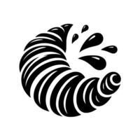 Black and white minimalist wave form with stylized water droplets splashing outwards, modern . vector