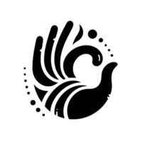 Stylized Black and White of a Hand cradling a wave, with dot accents, creating a sense of protection. vector