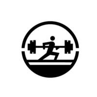 Stylized Black and White Circle of Weightlifter in Action with a Barbell, Demonstrating Strength and Fitness. vector