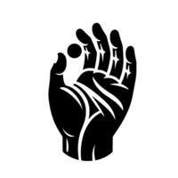 Bold Black and White of a Hand Reaching for a Floating Sphere, Illustrating Potential and Dexterity Against a Pure White Backdrop. vector