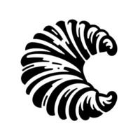 Bold Monochrome Illustration of a Detailed Croissant, Featuring Striking Black and White Contrast, Isolated on a Pure White Background. vector