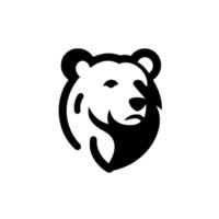 Stylized Black and White Bear Head with Bold Lines and Minimalist Aesthetic on a Clean White Background. vector
