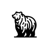 Stylized Black and White Bear with Bold Lines and Modern Aesthetic on a Plain White Background. vector