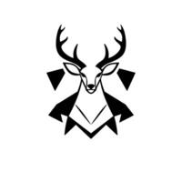 Geometric Black and White Deer A Minimalist Portrait with Sharp Angles and Antlers, Abstract Aesthetic. vector