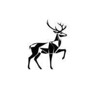 Minimalist Geometric Stag Silhouette with Antlers, in Black and White, Isolated Against White Background. vector