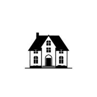 Minimalist Black and White House Silhouette, Isolated on White Background, Geometric , Symmetry, Simple Architecture Concept vector