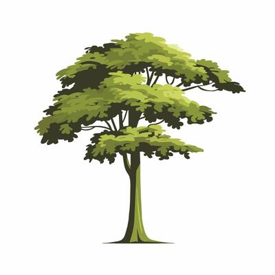 Flat Art of a Single Standing Tree