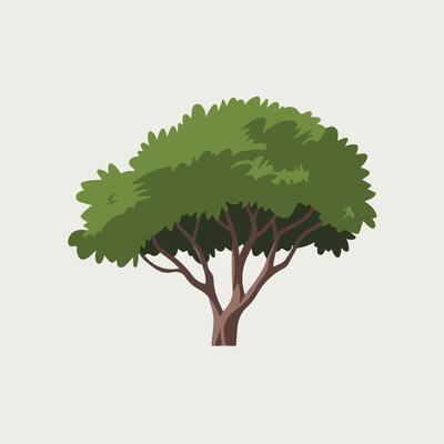 Single Tree Icon in a Smooth Flat Style