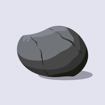 A black rock on a white background