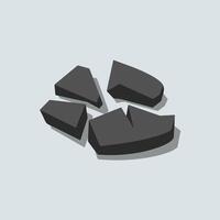 A broken piece of stone is shown on a white background vector