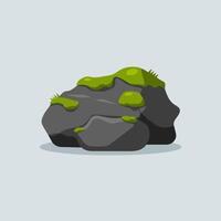 A rock with grass on it, flat style vector