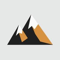 A mountain icon with a black and orange color scheme vector