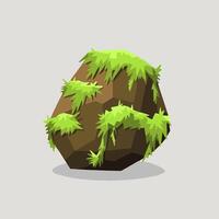 Low poly rock with grass on it vector
