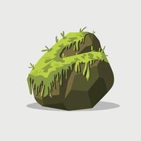 A rock with grass on it, with a number on it vector