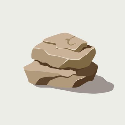 Clean and Simple Rock Drawing in Flat Style