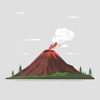 Volcano erupting with smoke and steam on a white background vector