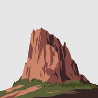 Illustration of a mountain with a rock in the background vector
