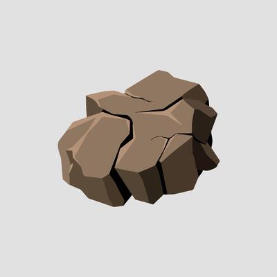 A rock is shown in a low poly style