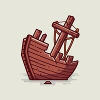 Stylized Shipwreck Remains in a Simple Flat Style vector
